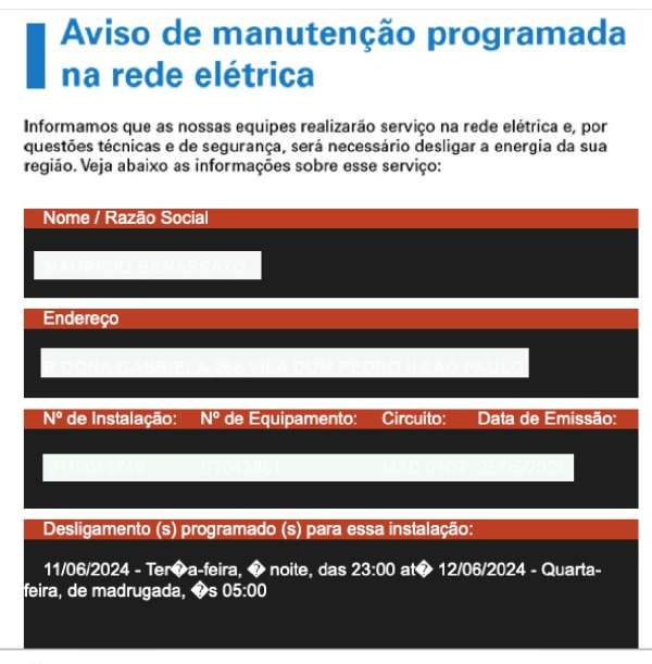 Ruas da Parada Inglesa / Vila Dom Pedro II ficarão sem energia elétrica na terça-feira